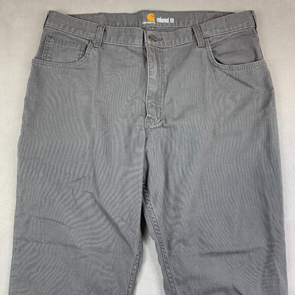 Carhartt Mens Pants 38 Gray Rugged Flex Relaxed Fit Canvas Rigby Utility 38x30 - Picture 2 of 13